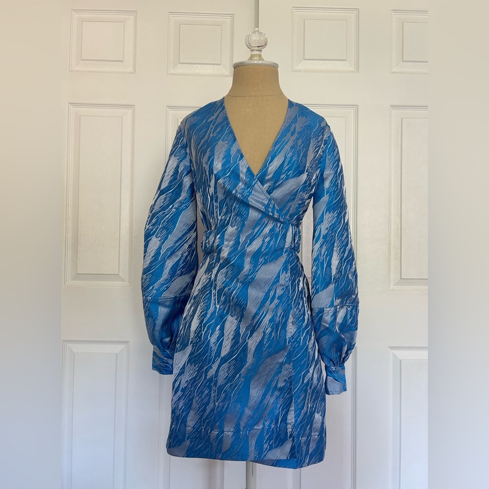 GANNI Jacquard Mini Wrap Dress